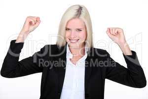 Excited female businesswoman