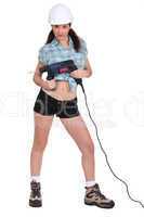 Woman with a power drill