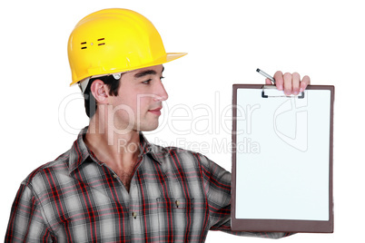 Construction man with a clipboard