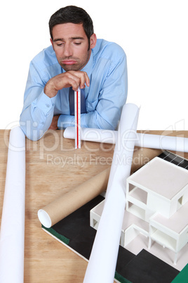 businessman looking tired and bored