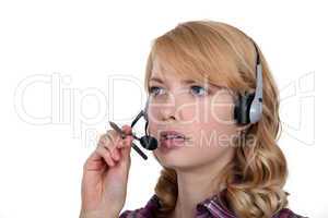 Female call center worker