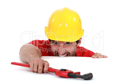 Laborer with vernier calipers