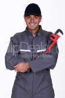 mechanic holding a spanner