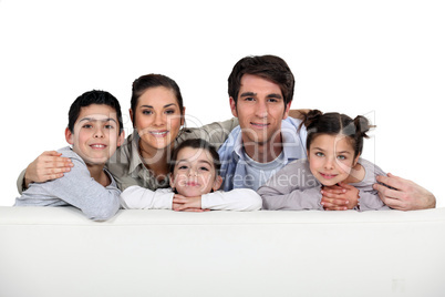 Studio shot of a young family