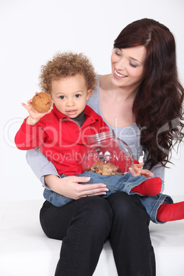 Mother and Child with cookie jar