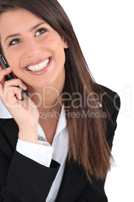 Brunette woman with phone