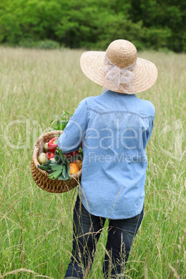 woman with vegetable basket