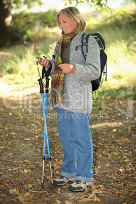 senior lady on a mountain hike