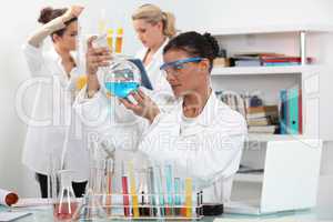 Three woman in science laboratory
