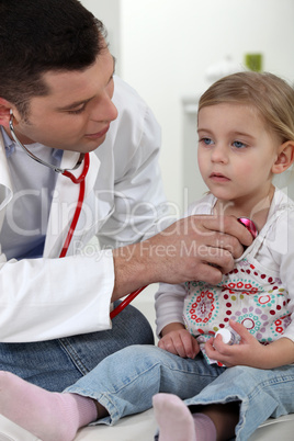 A little girl at the doctor.
