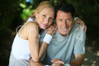 Landscape of tennis couple