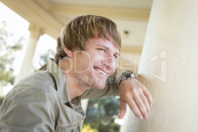 Handsome Smiling Young Man Portrait Outside