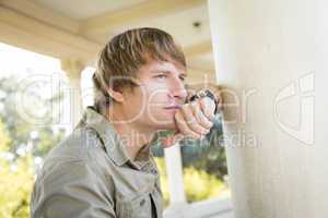 Handsome Thinking Young Man Outside