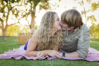 Attractive Loving Couple Portrait in the Park