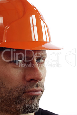 Sceptical construction worker