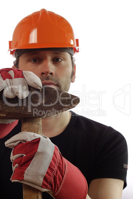 Bauarbeiter mit einem Vorschlaghammer