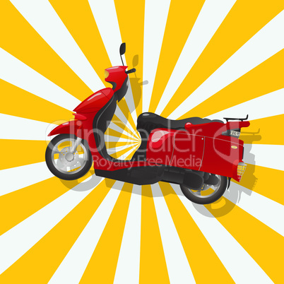 The fantastic shiny red scooter