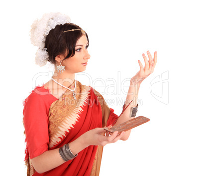 Young girl in the Indian national costume