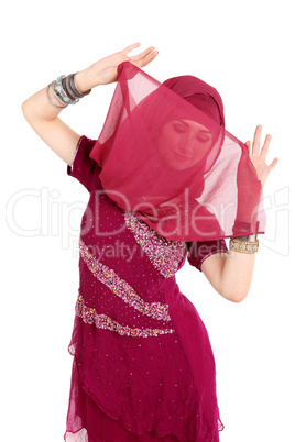 Young girl in the Indian national costume