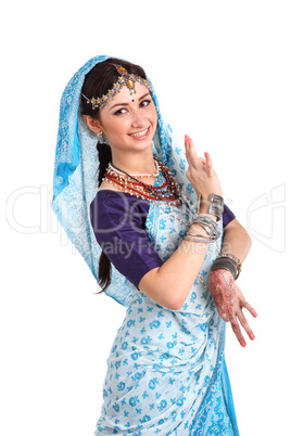 Young girl in the Indian national costume