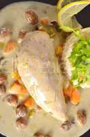 .Chicken's breast fillet with Balsamico raisin sauce.