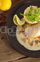 .Chicken's breast fillet with Balsamico raisin sauce.