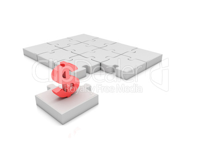 The missing piece is finance dollar sign white jigsaw puzzle