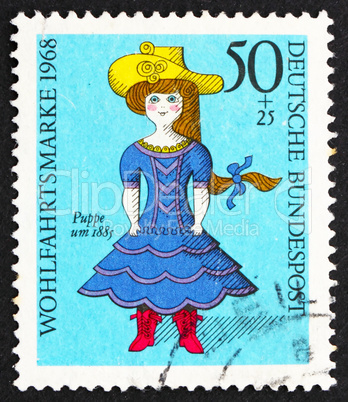 Postage stamp Germany 1968 Doll from 19th Century