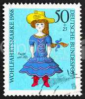 Postage stamp Germany 1968 Doll from 19th Century