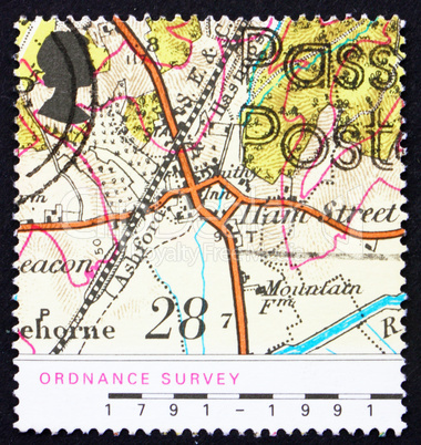 Postage stamp GB 1991 Map of Village of Hamstreet, Kent