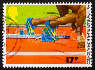 Postage stamp GB 1986 Sprinter in the Starting Block