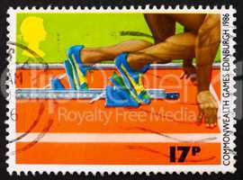 Postage stamp GB 1986 Sprinter in the Starting Block