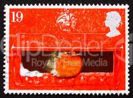 Postage stamp GB 1995 European Robin on fence rail