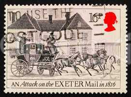 Postage stamp GB 1984 An Attack on the Exeter Mail in 1816