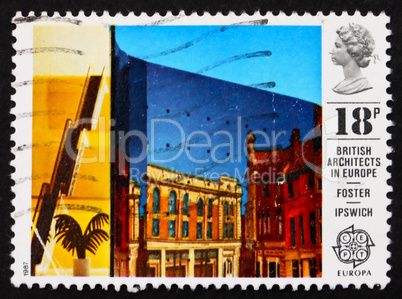 Postage stamp GB 1987 Willis Faber and Dumas Building, Ipswich