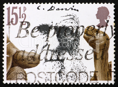 Postage stamp GB 1982 Giant tortoises and Charles Darwin
