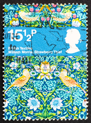 Postage stamp GB 1982 Strawberry Thief, Textile Design by Willia