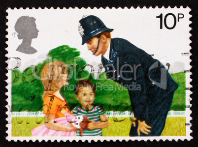 Postage stamp GB 1979 Police Constable and Children