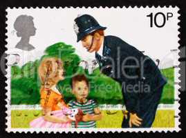 Postage stamp GB 1979 Police Constable and Children