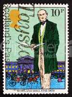 Postage stamp GB 1979 Sir Rowland Hill, originator of penny post