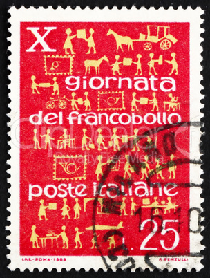 Postage stamp Italy 1968 Development of Postal Service