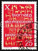 Postage stamp Italy 1968 Development of Postal Service