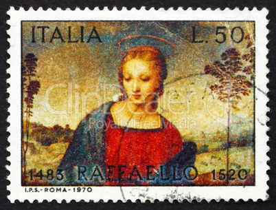 Postage stamp Italy 1970 Madonna of the Goldfinch, Painting by R