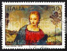 Postage stamp Italy 1970 Madonna of the Goldfinch, Painting by R