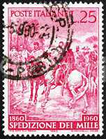 Postage stamp Italy 1960 Garibaldi meeting King Victor Emmanuel