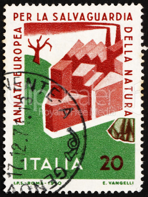 Postage stamp Italy 1970 Man Damaging Nature