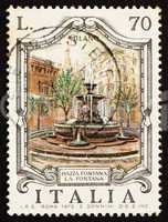 Postage stamp Italy 1975 Piazza Fontana, Milan, Italy