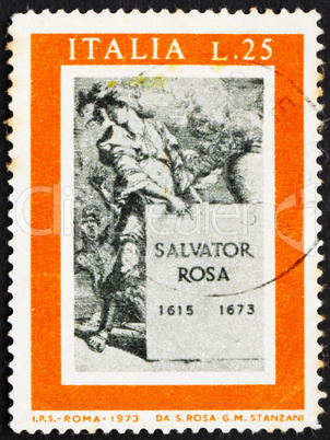 Postage stamp Italy 1973 Title Page for Book about Salvator Rosa