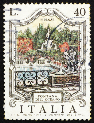 Postage stamp Italy 1974 Oceanus Fountain, Florence
