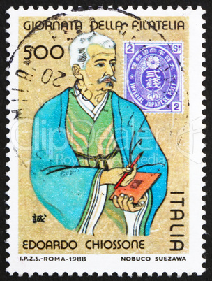 Postage stamp Italy 1989 Japan Stamp and Stamp Designer Edoardo